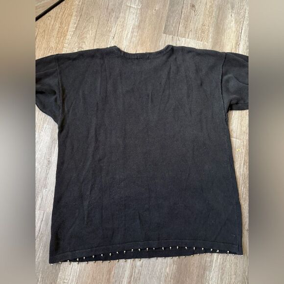 VTG VJ Woman Festive Christmas Sweater Black Colorful Embroidery Knit Size 2X - Picture 10 of 12